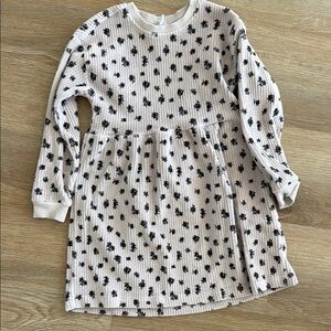 Floral Ribbed Long Sleeve Dress